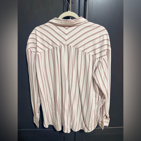 LOFT Cream and Red Striped Shirt - Picture 5 of 5